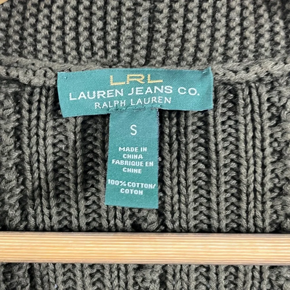 Lauren Ralph Lauren‎ Old Money Preppy Cable Knit Shawl Collar Cardigan Small